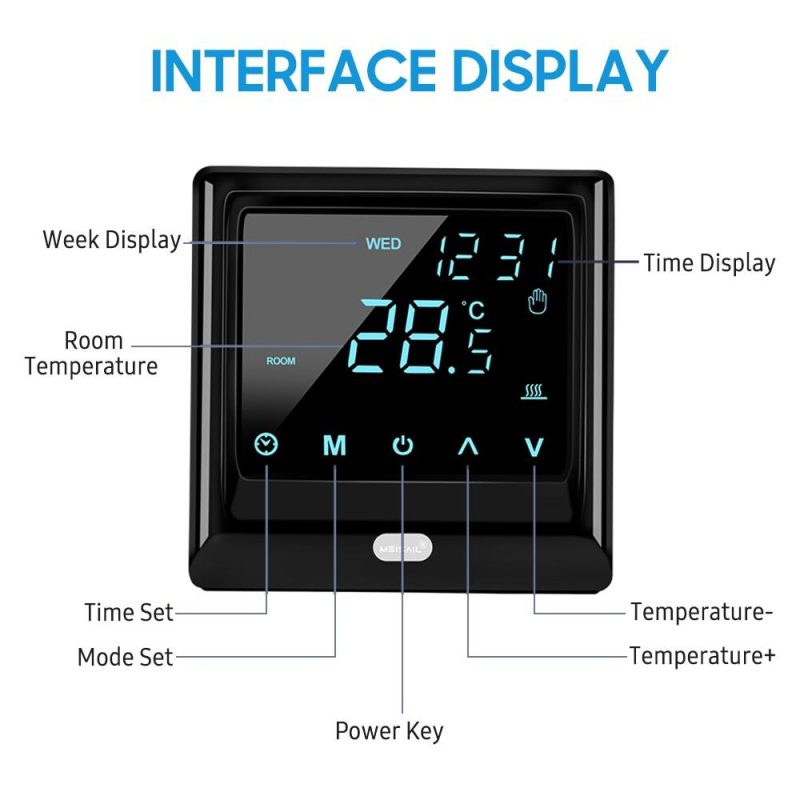 Wi-Fi Smart Thermostat 16A Digital Temperature Controller APP Remote Control  |   Temperature & Humidity Measurements Measurement & Analysis Instruments Black