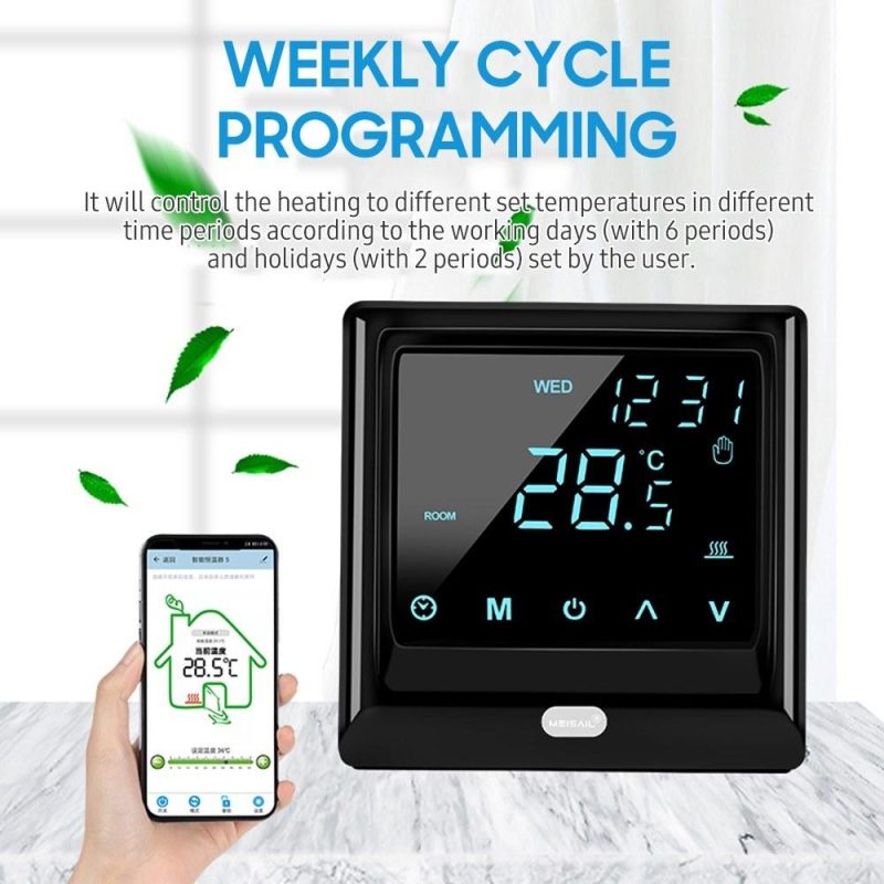 Wi-Fi Smart Thermostat 16A Digital Temperature Controller APP Remote Control  |   Temperature & Humidity Measurements Measurement & Analysis Instruments Black