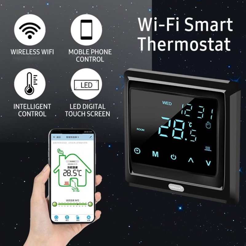 Wi-Fi Smart Thermostat 16A Digital Temperature Controller APP Remote Control  |   Temperature & Humidity Measurements Measurement & Analysis Instruments Black