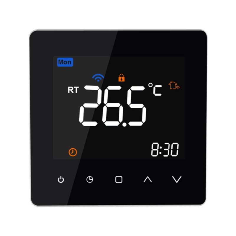 Wi-Fi Smart Thermostat 5A Digital Temperature Controller for Water Floor Heating APP Remote Control Voice Control Weekly Programmable Thermostats with LCD Touch Screen for Home Office 86x86mm  |   Temperature & Humidity Measurements Measurement & Analysis Instruments Black + White