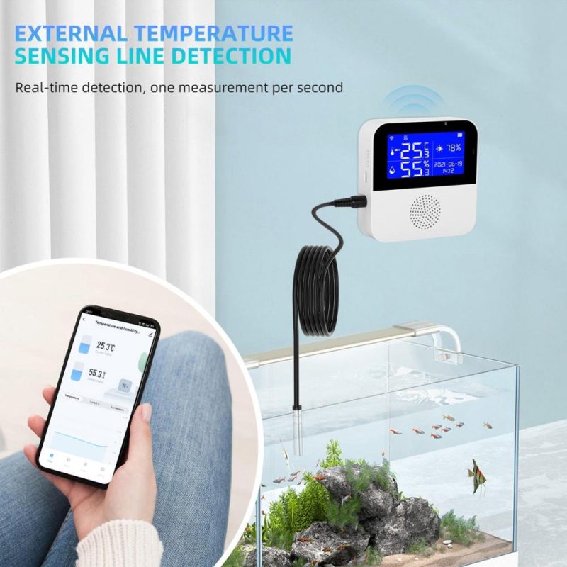 Wi-Fi Temperature Humidity Meter Indoor Hygrometer Temperature Sensor Alarm Tuya APP Control 2.9-inch LCD Backlight Display ℃ / ℉ with Time Date for Home  |   Temperature & Humidity Measurements Measurement & Analysis Instruments Temperature & Humidity Measurements