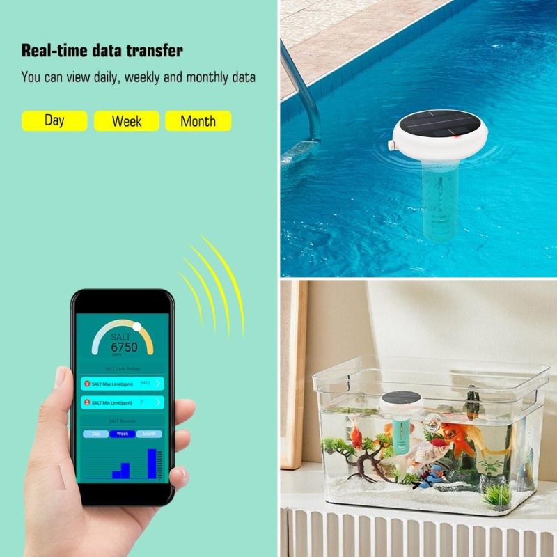 WiFi Intelligent Chlorin Meter 7 in 1 PH ORP EC Total Dissolved Solids Salinity Temp CL Test Meter Swimming Pool Water Tester Online Analyzer Solar Powered  |   Water quality analysis equipment Measurement & Analysis Instruments Multicolor