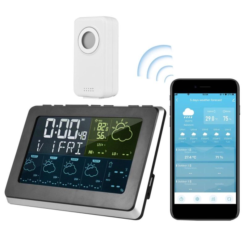 WiFi Smart LCD Weather Station APP Control Digital Indoor Outdoor Temperature Humidity Monitor Support Google Home  |   Temperature & Humidity Measurements Measurement & Analysis Instruments Temperature & Humidity Measurements