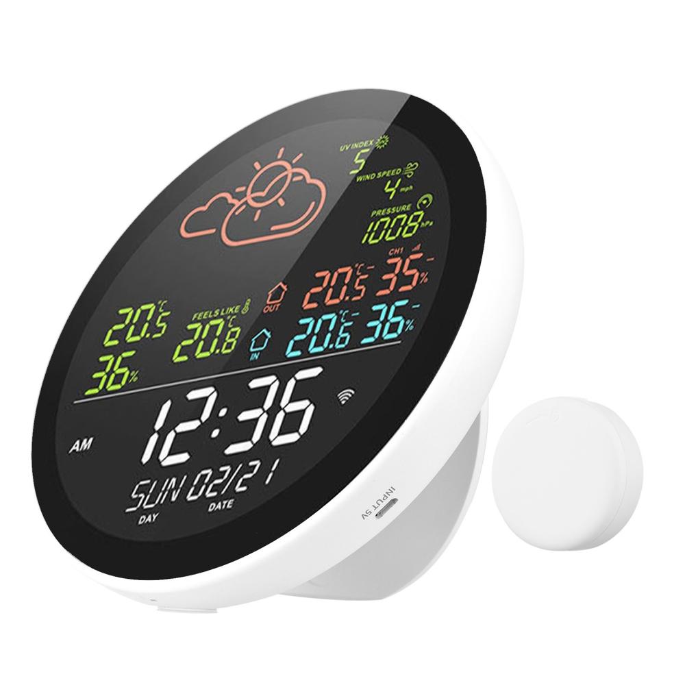 wifi Smart Weather Station with Clock Indoor and Outdoor Temperature & Humidity Meter Multifunctional Large Color Screen Weather Clock Temp. & Humidity Gauge with 1 Sensor  |   Temperature & Humidity Measurements Measurement & Analysis Instruments Temperature & Humidity Measurements