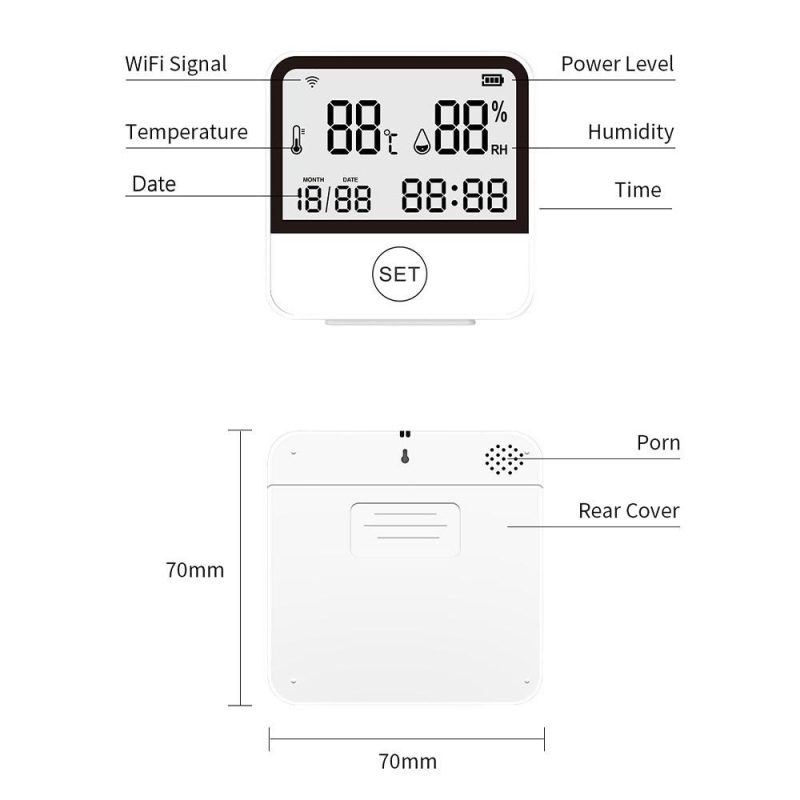 WiFi Temperature Humidity Monitor Smart Temperature & Humidity Sensor Meter with LCD Screen Digital Indoor Hygrometer Thermometer  |   Temperature & Humidity Measurements Measurement & Analysis Instruments Temperature & Humidity Measurements