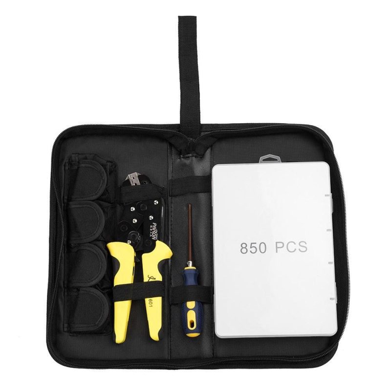 Wire Terminals Crimping Tool Interchangeable Jaw Insulated Ratcheting Crimper Kit with 850PCS 0.5-6.0mm² Insulated Terminals Bag Packing  |   Pliers Pliers Pliers