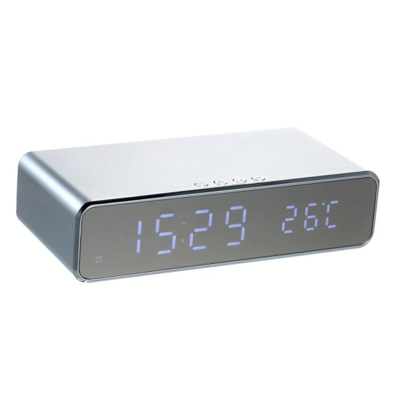 Wireless Charger Desk Clock LED Digital Clock Temperature Meter ℃/ ℉ Switchable Wireless Charging Device Multifunctional LED Alarm Clock with Calendar for Home Office Dormitory  |   Temperature & Humidity Measurements Measurement & Analysis Instruments Black/Silver