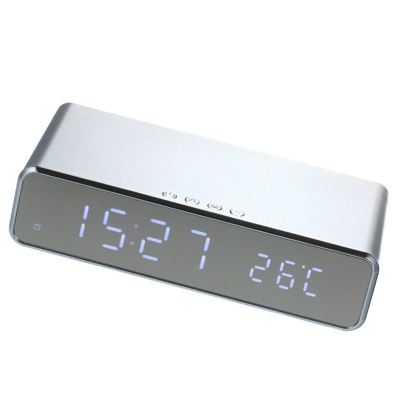 Wireless Charger Desk Clock LED Digital Clock Temperature Meter ℃/ ℉ Switchable Wireless Charging Device Multifunctional LED Alarm Clock with Calendar for Home Office Dormitory  |   Temperature & Humidity Measurements Measurement & Analysis Instruments Black/Silver