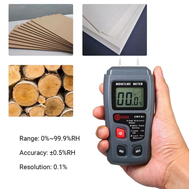 Wood Moisture Test Moisture Meter 4 Modes Portable Hygrometer Pin Type Timber Humidity Instrument Handheld Water Leak Detector LCD Display  |   Temperature & Humidity Measurements Measurement & Analysis Instruments Grey