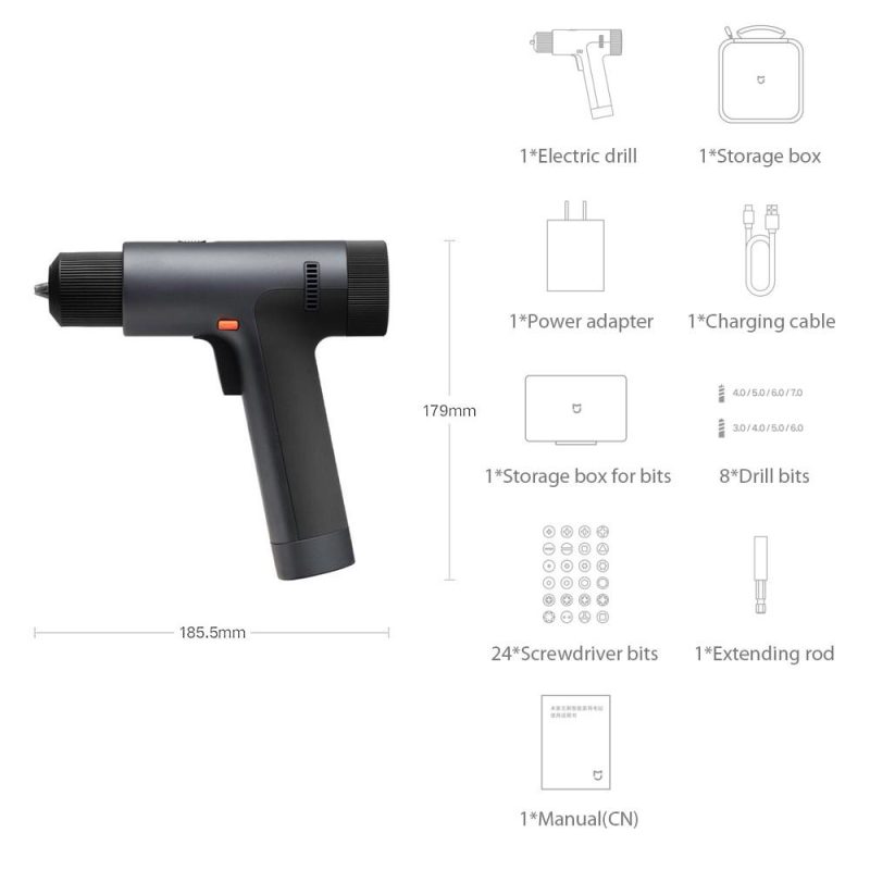 Xiaomi MIJIA Cordless Electric Drill Kit – Your Ultimate Tool for All Drilling Needs  |   Screwdriver & Screwdriver Set Professional Tools Grey