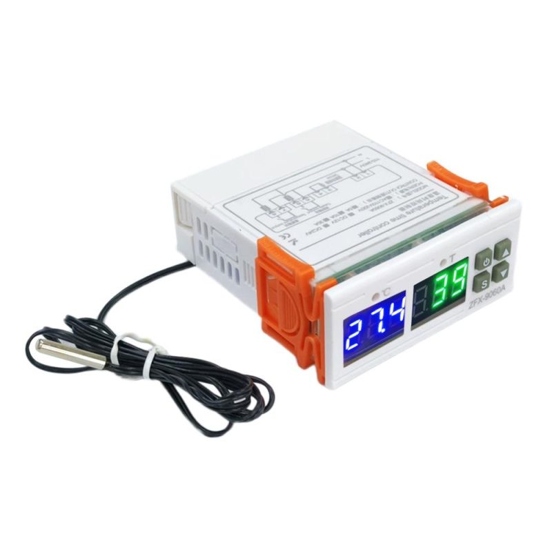 ZFX-9060A Digital Temperature Controller Intelligent Temperature Regulator DC12V 10A Timing Thermostat Support Heating/Cooling/Temperature Correction/Data Locks/High or Low Temperature Alarm  |   Temperature & Humidity Measurements Measurement & Analysis Instruments Temperature & Humidity Measurements