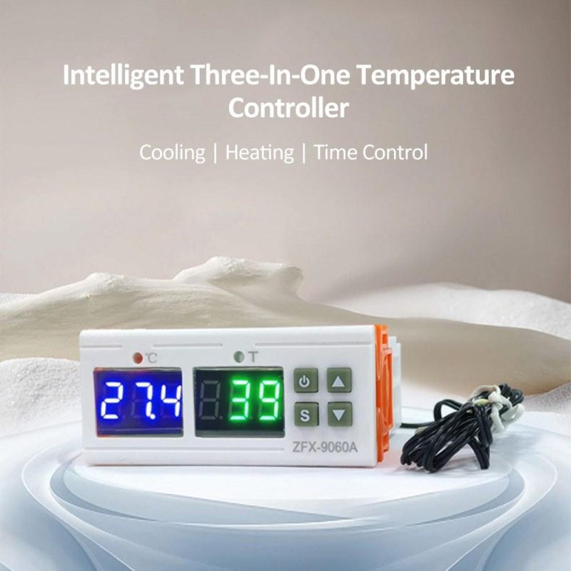 ZFX-9060A Digital Temperature Controller Intelligent Temperature Regulator DC12V 10A Timing Thermostat Support Heating/Cooling/Temperature Correction/Data Locks/High or Low Temperature Alarm  |   Temperature & Humidity Measurements Measurement & Analysis Instruments Temperature & Humidity Measurements