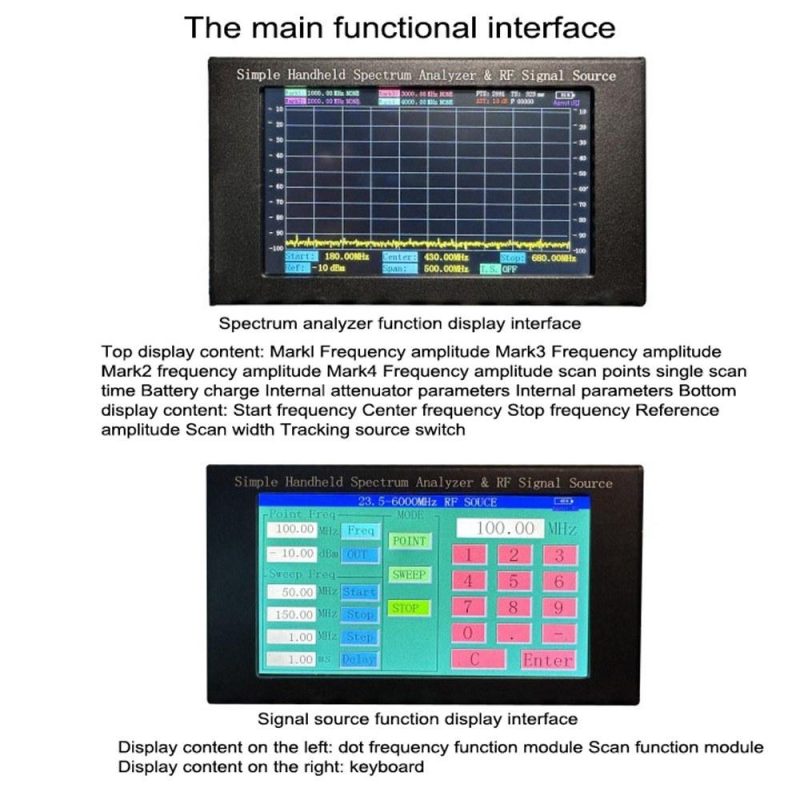 ZQ6 Spectrum Analyzer with Radio Frequency Signal Source and Tracking Source 35MHz-6000MHz 4.3-inch Touching Screen Large Capacity Battery Handheld Spectrum Analysis Machine  |   Other Instruments Measurement & Analysis Instruments Black