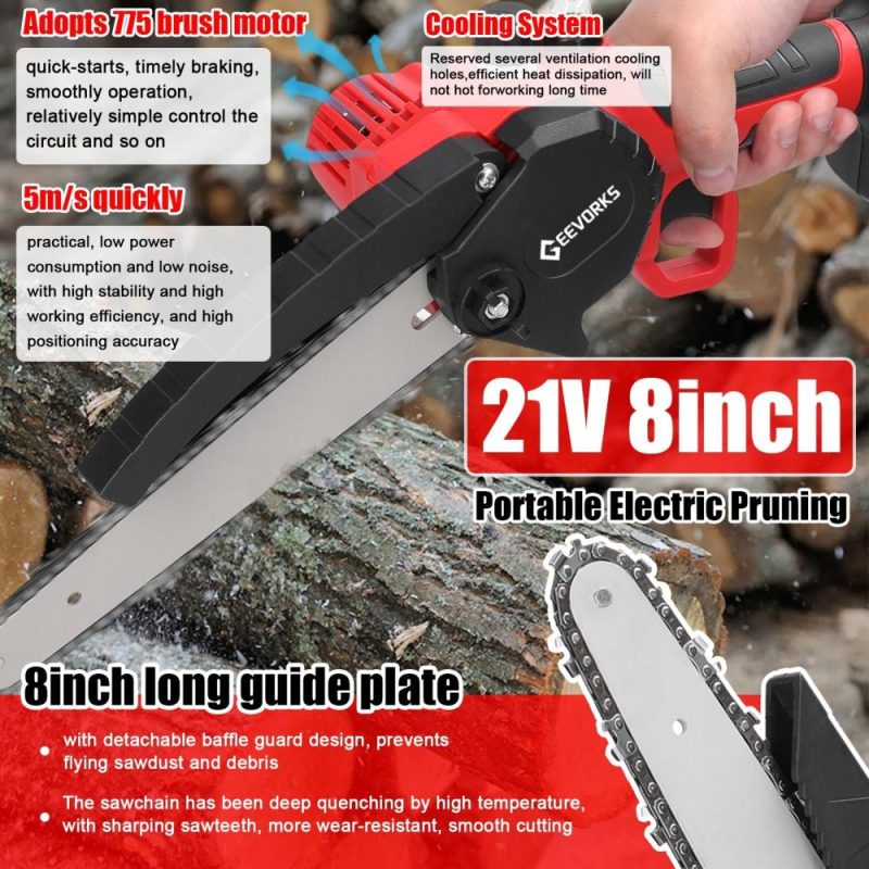 21V 8inch Portable Electric Pruning Saws Small Wood Splitting Chainsaw Brush Motor One-handed Woodworking Tool with Lubrication System for Garden Orchard Cutting Use  |   Electrical Equipment & Supplies Electrical Equipment & Supplies Electrical Equipment & Supplies