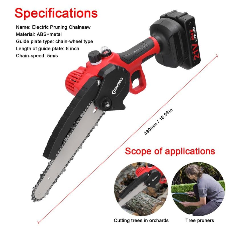 21V 8inch Portable Electric Pruning Saws Small Wood Splitting Chainsaw Brush Motor One-handed Woodworking Tool with Lubrication System for Garden Orchard Cutting Use  |   Electrical Equipment & Supplies Electrical Equipment & Supplies Electrical Equipment & Supplies