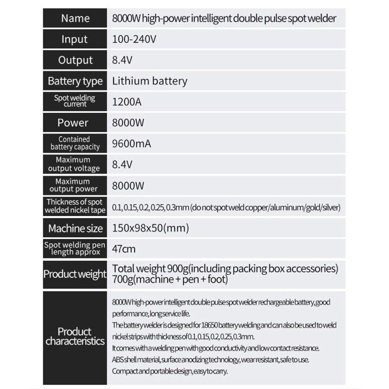 8000W High Power Dual Pulse Spots Welding Machine  for Welding 18650 Lithium Battery Cellphone Batteries and 0.1-0.3mm Nickel Sheet ( Automatic Welding Type)  |   Electrical Equipment & Supplies Electrical Equipment & Supplies Electrical Equipment & Supplies