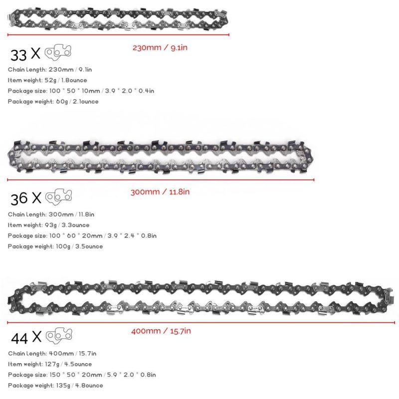 Mini Steel Chainsaw Chains Electric Saw Accessory Replacement  |   Power Tool Parts Power & Electrical Tools Black