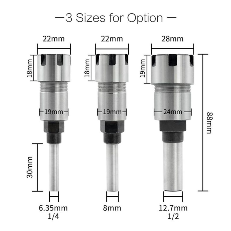 Spring Steel 8mm Shank Router Bit Extension Rod Milling Cutter Extender Collet Holder Adapter with ER16-8 8mm Collet Chuck  |   Others Hardware & Gadgets Others