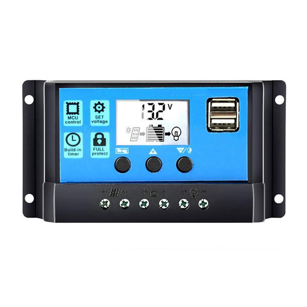 Universal Solar Panel Controller Battery Charge Regulator 12V/24V Auto With Dual USB for DIY  |   Connectors & Components Connectors & Components Blue