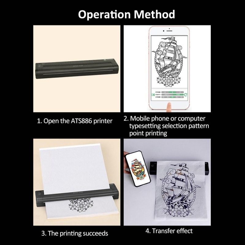 Cordless Tattoo Transfer Stencil Printer Rechargeable Tattoo Printer  for Temporary and Permanent Compatible with Android iOS Phone PC  |   Electrical Equipment & Supplies Electrical Equipment & Supplies Electrical Equipment & Supplies