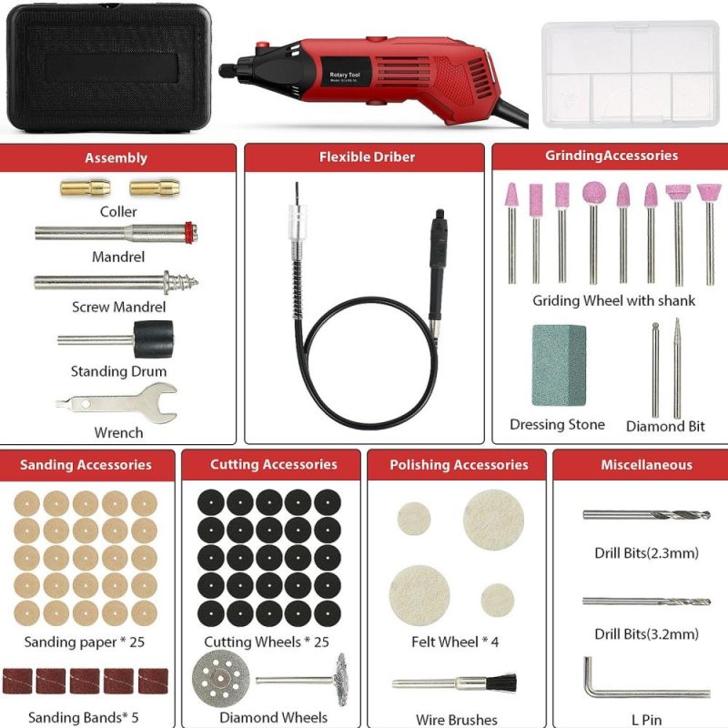 KKNOON AC Rotary Tool Kit Electric Grinder 6 Variable Speeds 8000-35000RPM 170W for Polishing Carving and Shaping with Carrying Case  |   Electrical Equipment & Supplies Electrical Equipment & Supplies Electrical Equipment & Supplies