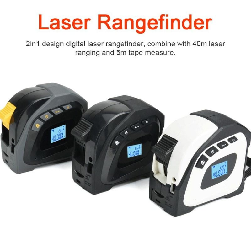 2in1 Laser Rangefinder 5m Tape Measure Ruler LCD Display with Backlight Distance Meter Building Measurement Device Area Volumes Surveying Equipment  |   Laser Rangefinders Laser Rangefinders Grey/White/Black