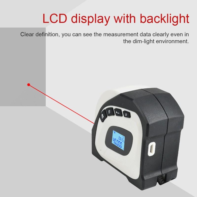 2in1 Laser Rangefinder 5m Tape Measure Ruler LCD Display with Backlight Distance Meter Building Measurement Device Area Volumes Surveying Equipment  |   Laser Rangefinders Laser Rangefinders Grey/White/Black