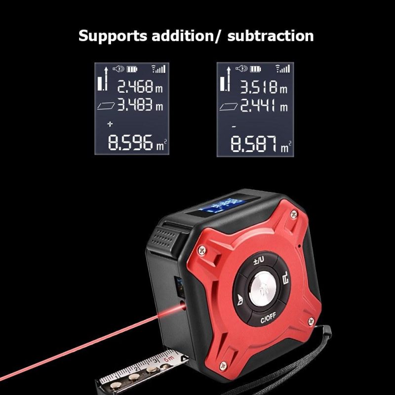 3 in 1 Laser Tape Measure Digital Rangerfinder 16Ft Measuring Tape 131Ft Rechargeable Distance Meter  |   Laser Rangefinders Laser Rangefinders Gold + Black/Red/Silver + Blue