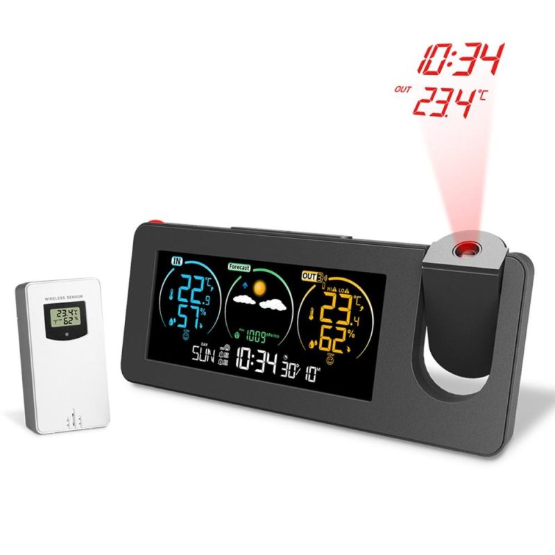 3 Pack FJ3538 New Electronic Projection Clock Weather Station Weather Forecast Temperature and Humidity Color Screen Digital Alarm Clock  |   Temperature & Humidity Measurements Measurement & Analysis Instruments Black