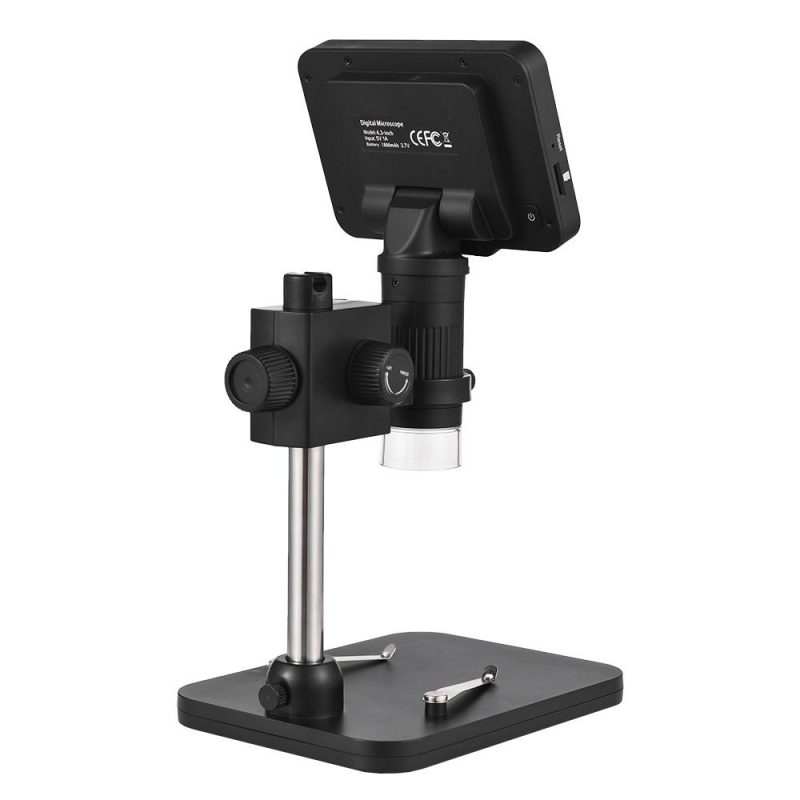 Digital Microscope FHD 1080P Lightness Adjustable with 4.3-inch Large IPS Screen for Plant Insect Observation  |   Microscopes & Endoscope Measurement & Analysis Instruments Black