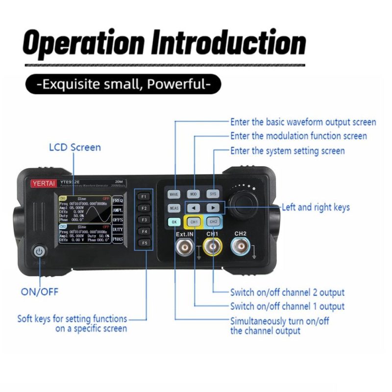 Dual-channel Function Arbitrary Waveform Generator 200MSa/S Sampling Rate 8k Storage Depth Signal Source with 2.4-inch TFT LCD Digital Screen 20M  |   Digital Multimeters & Oscilloscopes Digital Multimeters & Oscilloscopes Digital Multimeters & Oscilloscopes