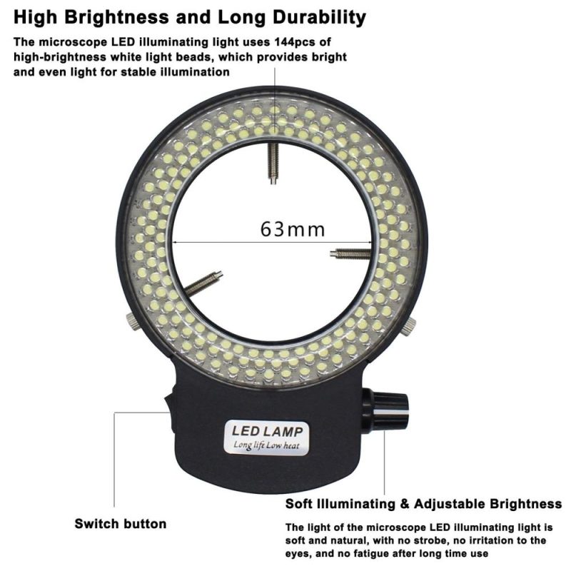 Microscope LED Illuminating Light 114pcs LED Light Beads Microscope Glareproof Supplementary Light Source with Brightness Adjustable Function  |   Microscopes & Endoscope Measurement & Analysis Instruments Black + White