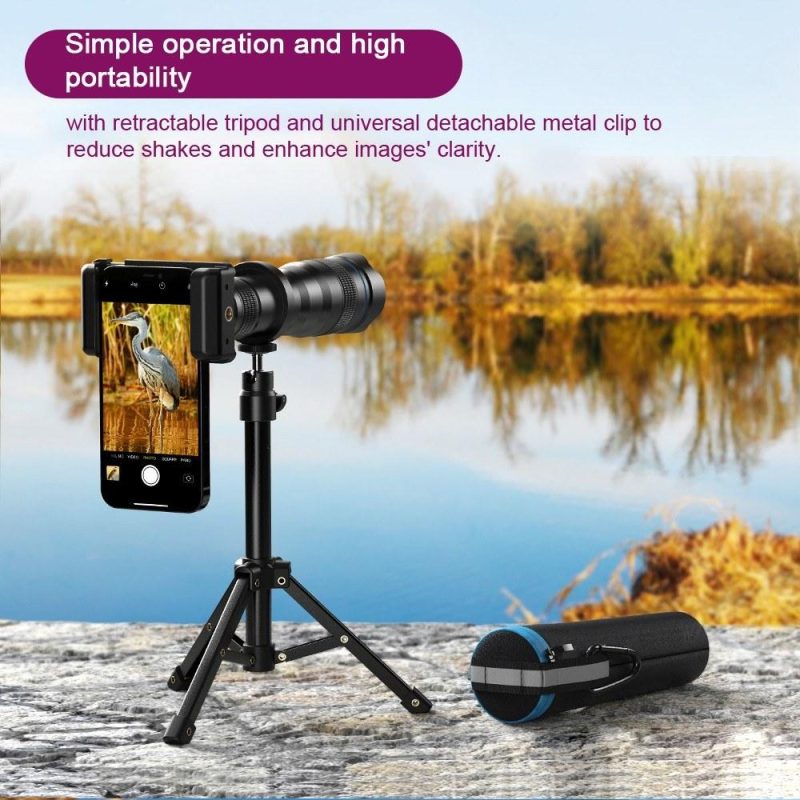 Portable Universal Clip-on Type External Telephoto Lens 36X Optical Magnification Mobilephone Lens Multifunctional Auxiliary Tool for Daily Photography  |   Microscopes & Endoscope Measurement & Analysis Instruments Black