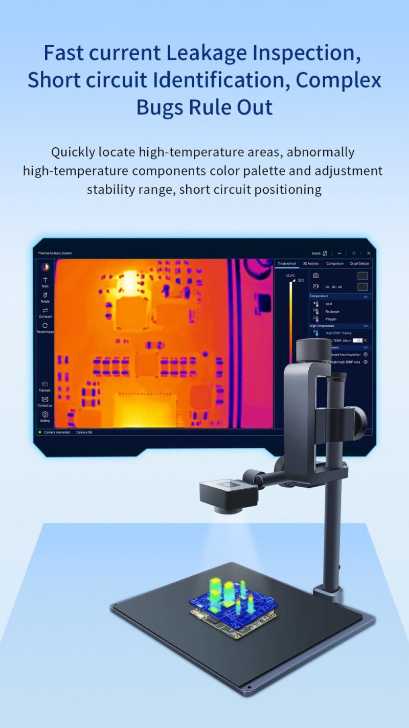 256*192 25Hz 3D Infrared Thermal Imager Analyzer for PCB Leakage Short Circuit Inspection Thermal Imaging Camera  |   Infrared Thermometer Infrared Thermometer Black