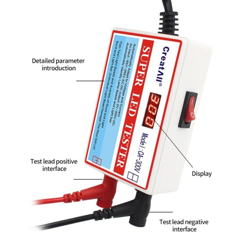 CA-300V Portable LED Lamp Beads Light Bar TV Backlight Tester LED Strips Beads Lamp Board Test Tool Capacitance Diode Voltage Testing with Switch  |   Electrical Measuring Tools Electrical Measuring Tools Electrical Measuring Tools