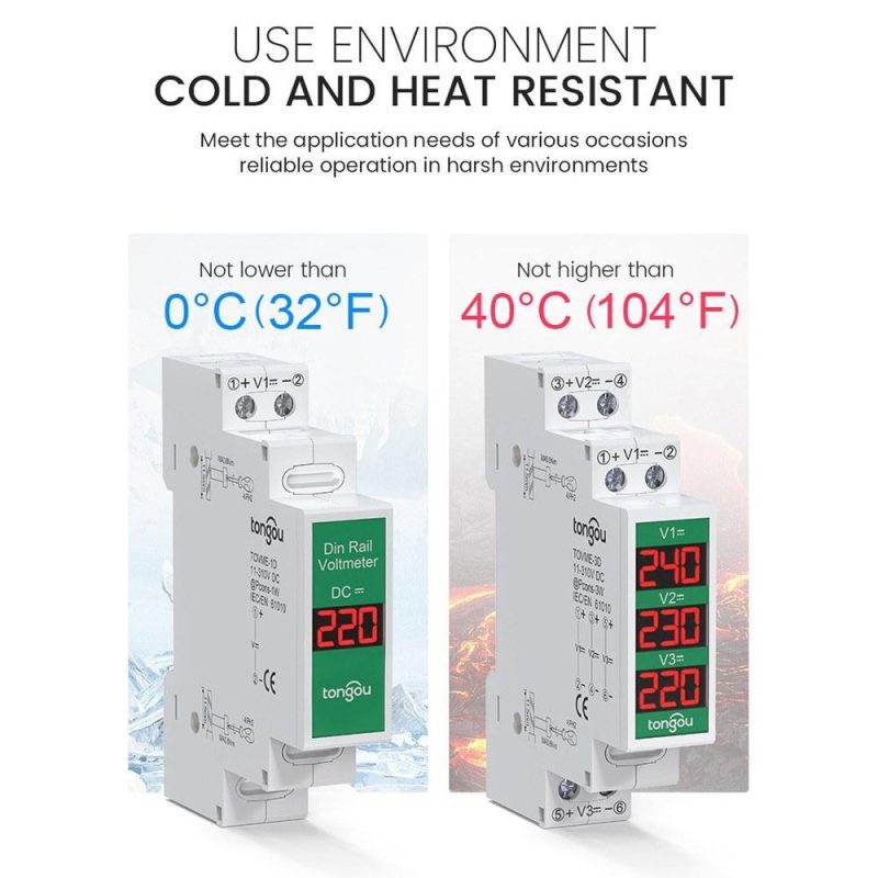 Compact DirectCurrent Voltage Meter DC11V-310V Intelligent LED Digital Display Voltmeter Rail Mount Voltage Detector  |   Voltage & Current Testers Measurement & Analysis Instruments Voltage & Current Testers