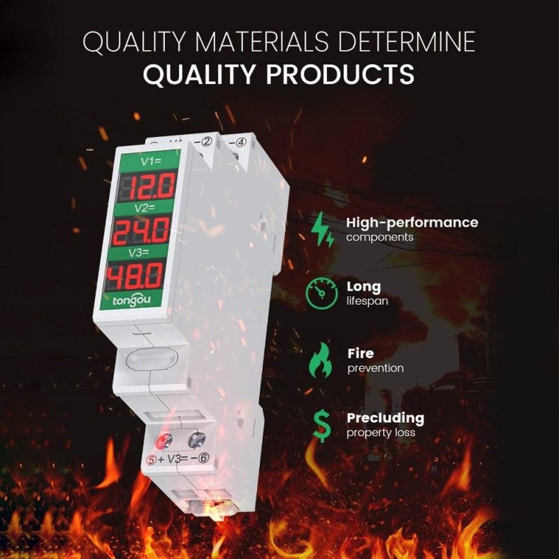 Compact DirectCurrent Voltage Meter DC11V-310V Intelligent LED Digital Display Voltmeter Rail Mount Voltage Detector  |   Voltage & Current Testers Measurement & Analysis Instruments Voltage & Current Testers