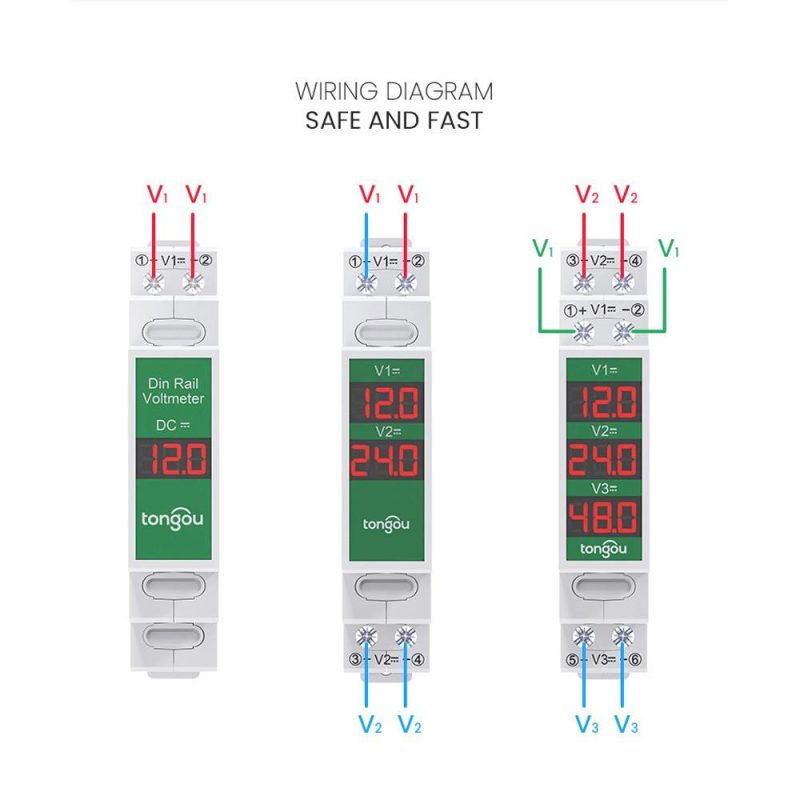 Compact DirectCurrent Voltage Meter DC11V-310V Intelligent LED Digital Display Voltmeter Rail Mount Voltage Detector  |   Voltage & Current Testers Measurement & Analysis Instruments Voltage & Current Testers