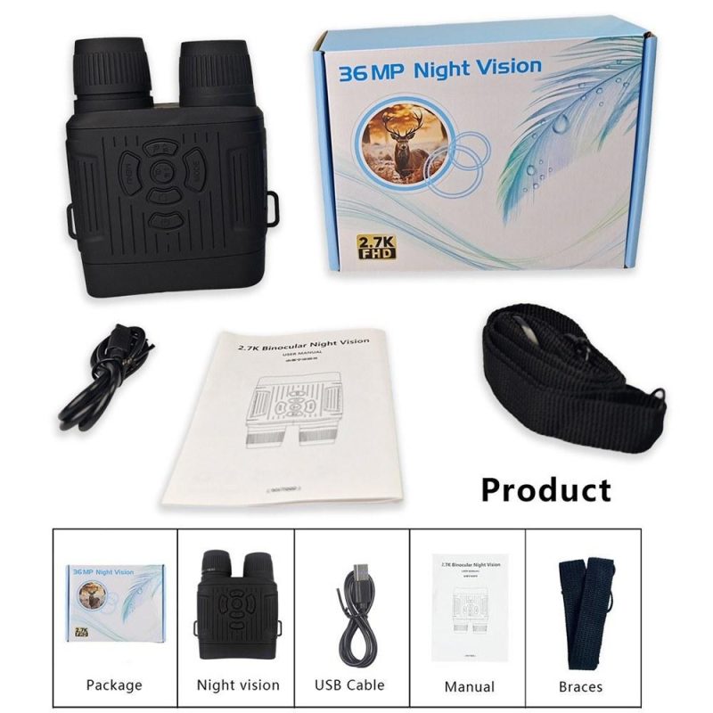 Digital Infrared NightVisions 300M Full-Dark Viewing with 3.0Inch TFT Screen 10X Digital Zoom Support 36MP Resolution Photo Taking 2.7K Video Recording and Playback  |   Microscopes & Endoscope Measurement & Analysis Instruments Black