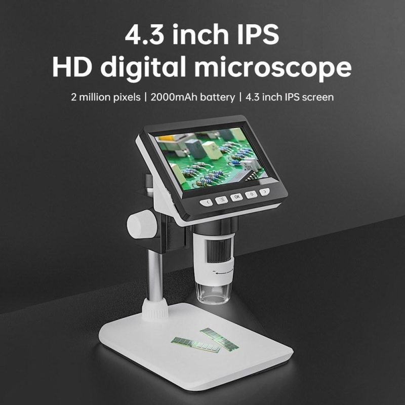 Digital Microscope 2MP Pixel 50-1000X Magnification Portable Microscope for Identification Observation Compatible with Wins XP Vista7/8/10/11 MACOS X 11.0 or Higher Computers Operating System  |   Microscopes & Endoscope Measurement & Analysis Instruments Black + White