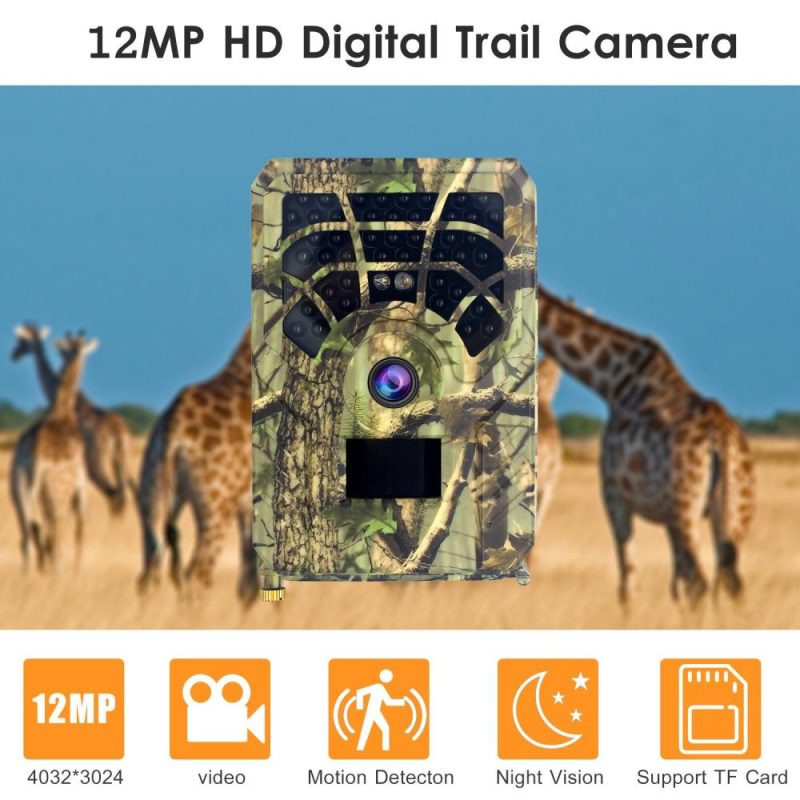 Digital Trail Camera 12MP HD Hunting & Trail Camera Motion Activated Night Infrared Vision Waterproof 46pcs IR Lights for Outdoor Wild Hunting Home Security Animal Observation Game  |   Microscopes & Endoscope Measurement & Analysis Instruments Microscopes & Endoscope