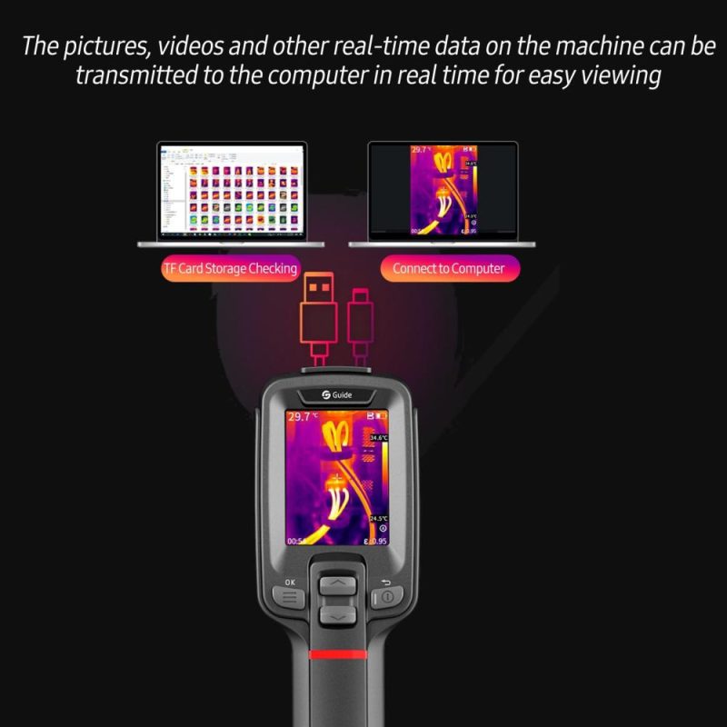 GUIDE PC210 Tool-like Thermal Camera 2000mAh Rechargeable Thermal Imager LCD Digital Industrial Infrared Camera Thermographic Camera Handheld Thermal Imaging Tool 256 × 192 IR Resolution -20°C~550°C Pyrometer Temperature Meter MAX/MIN Temp. Tracking  |   Infrared Thermometer Infrared Thermometer Black