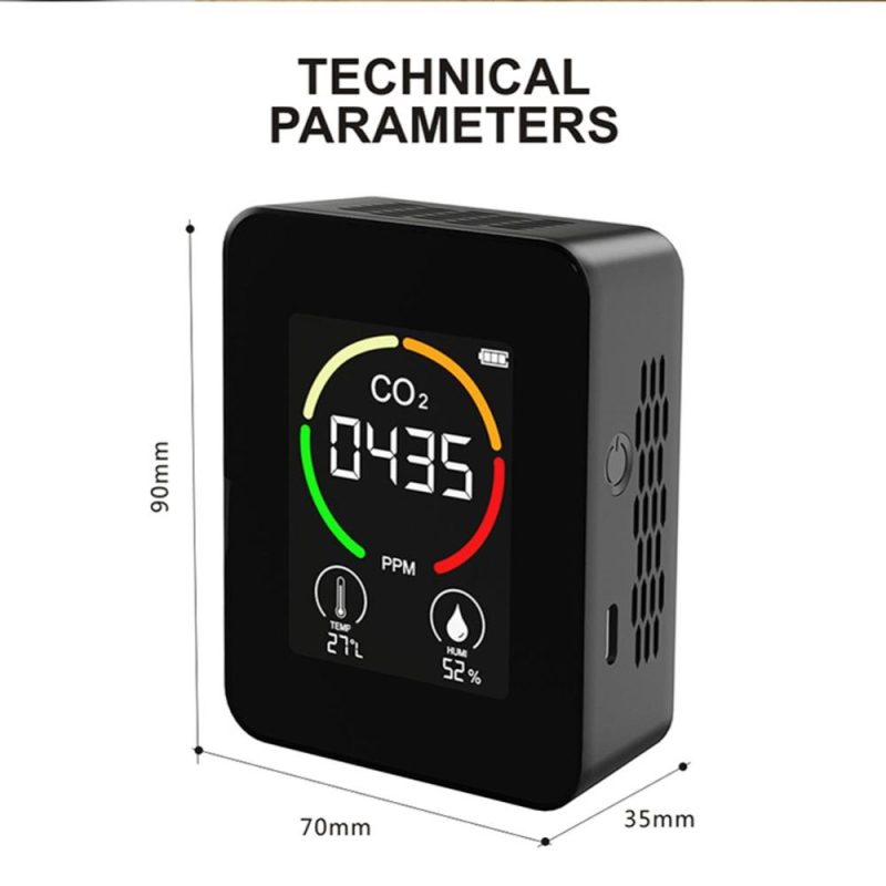 Indoor Portable CO2 Detector Multifunctional Thermohygrometer Home Digital Air Detector Intelligent Air Quality Analyzer Household Air Pollution Monitor  |   Gas detection equipment Gas detection equipment Gas detection equipment