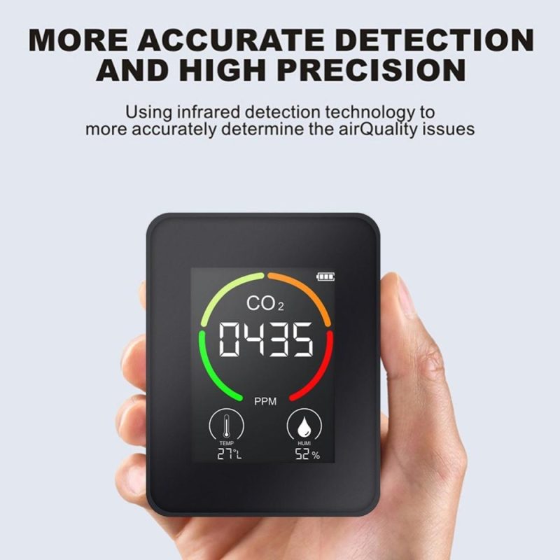 Indoor Portable CO2 Detector Multifunctional Thermohygrometer Home Digital Air Detector Intelligent Air Quality Analyzer Household Air Pollution Monitor  |   Gas detection equipment Gas detection equipment Gas detection equipment