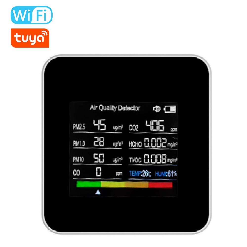 14 in 1 Tuya WIFI Intelligent Air Quality Monitor Indoor CO2 Detector  Support Remote APP Control Alarm Function for Home Office  |   Gas detection equipment Gas detection equipment Black + White