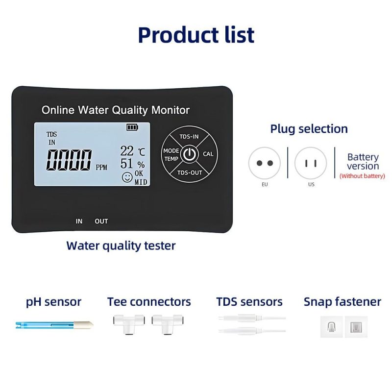 5 in 1 PH Meter for Water One Click Calibration Digital Water Quality Tester EC/TDS/PH/Temperature/Humidity Meter with 1pcs PH and 2pcs TDS Sensor Storage Box for Drinking Water Pool Aquarium  |   Water quality analysis equipment Measurement & Analysis Instruments Water quality analysis equipment