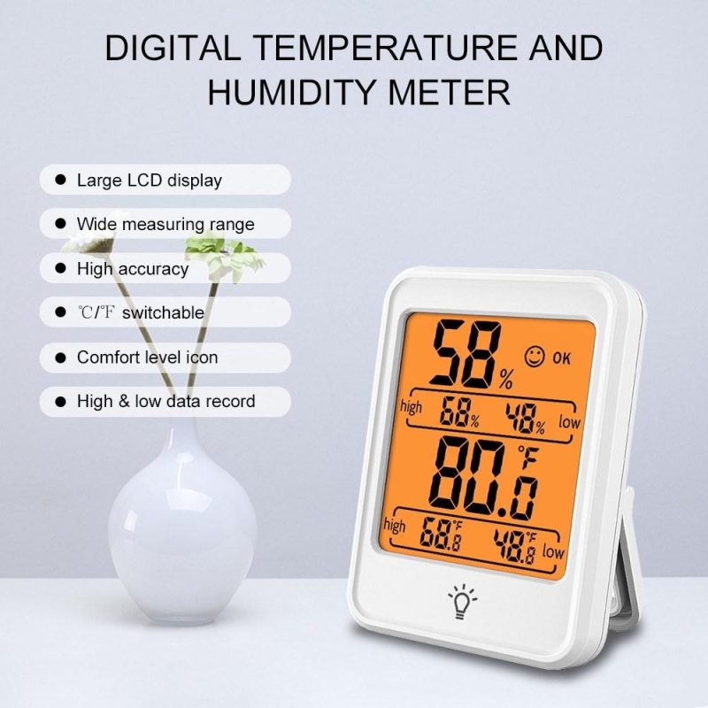 KKmoon Digital Hygrometer Thermometer Indoor Temperature and Humidity Gauge Monitor Meter with Large LCD Display for Home Bedroom Office Greenhouse  |   Other Nature Element Measurements Measurement & Analysis Instruments Other Nature Element Measurements