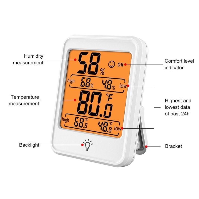 KKmoon Digital Hygrometer Thermometer Indoor Temperature and Humidity Gauge Monitor Meter with Large LCD Display for Home Bedroom Office Greenhouse  |   Other Nature Element Measurements Measurement & Analysis Instruments Other Nature Element Measurements