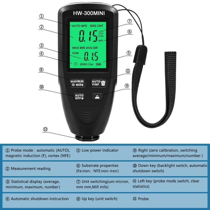 Paint Thickness Gauge Car Coating Thickness Meter for Automobile Paint Inspection Manufacturing Industry Metal Surface  |   Other Instruments Measurement & Analysis Instruments Black/Red/White