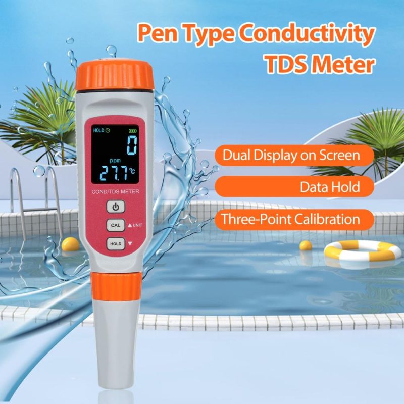 SMART SENSOR Digital Water Quality Meter 3 in 1 COND/TDS/Temp Meter 0~1999ppm/0~19.99ppt Pen Type Waterproof Conductivity Meter for Home Drinking Water Seawater Spa Aquarium  |   Water quality analysis equipment Measurement & Analysis Instruments Orange